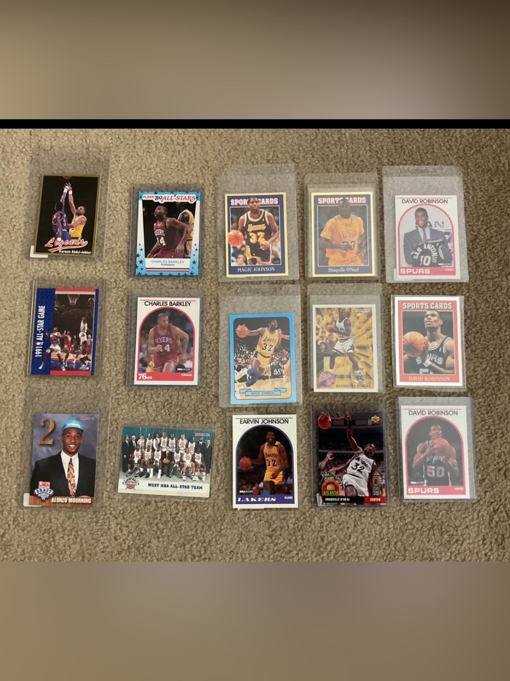 NBA Superstar 15 Card Collection (Jordan, Shaq, Magic, Robinson, Barkley)